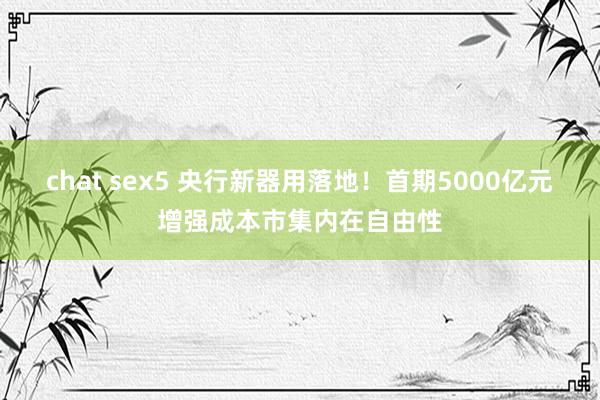 chat sex5 央行新器用落地！首期5000亿元增强成本市集内在自由性