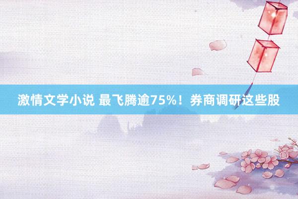 激情文学小说 最飞腾逾75%！券商调研这些股